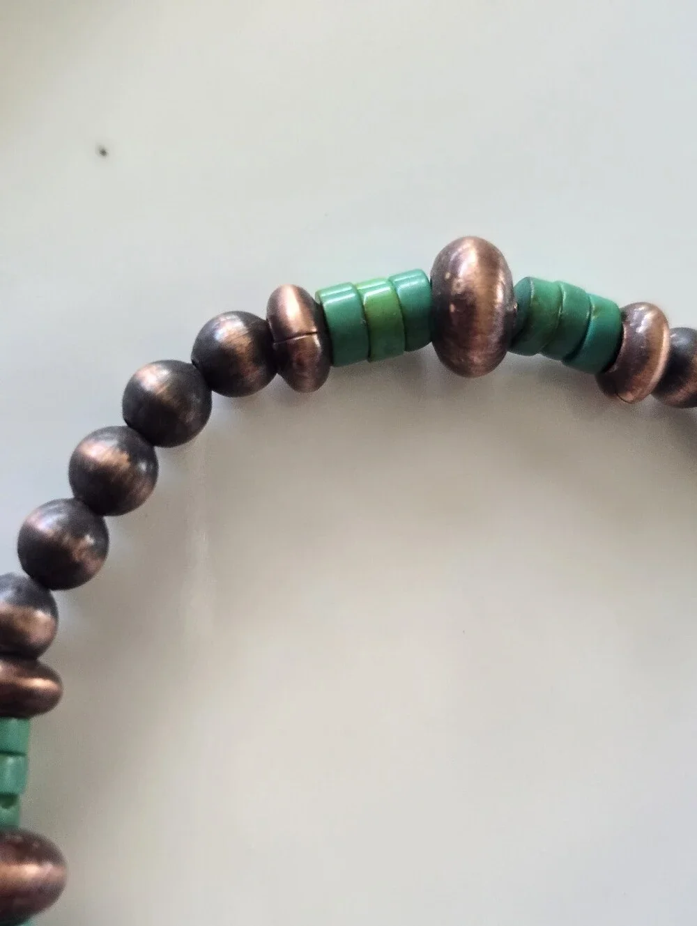 Beaded Copper Bracelet With Sonoran Turquoise, Southwestern